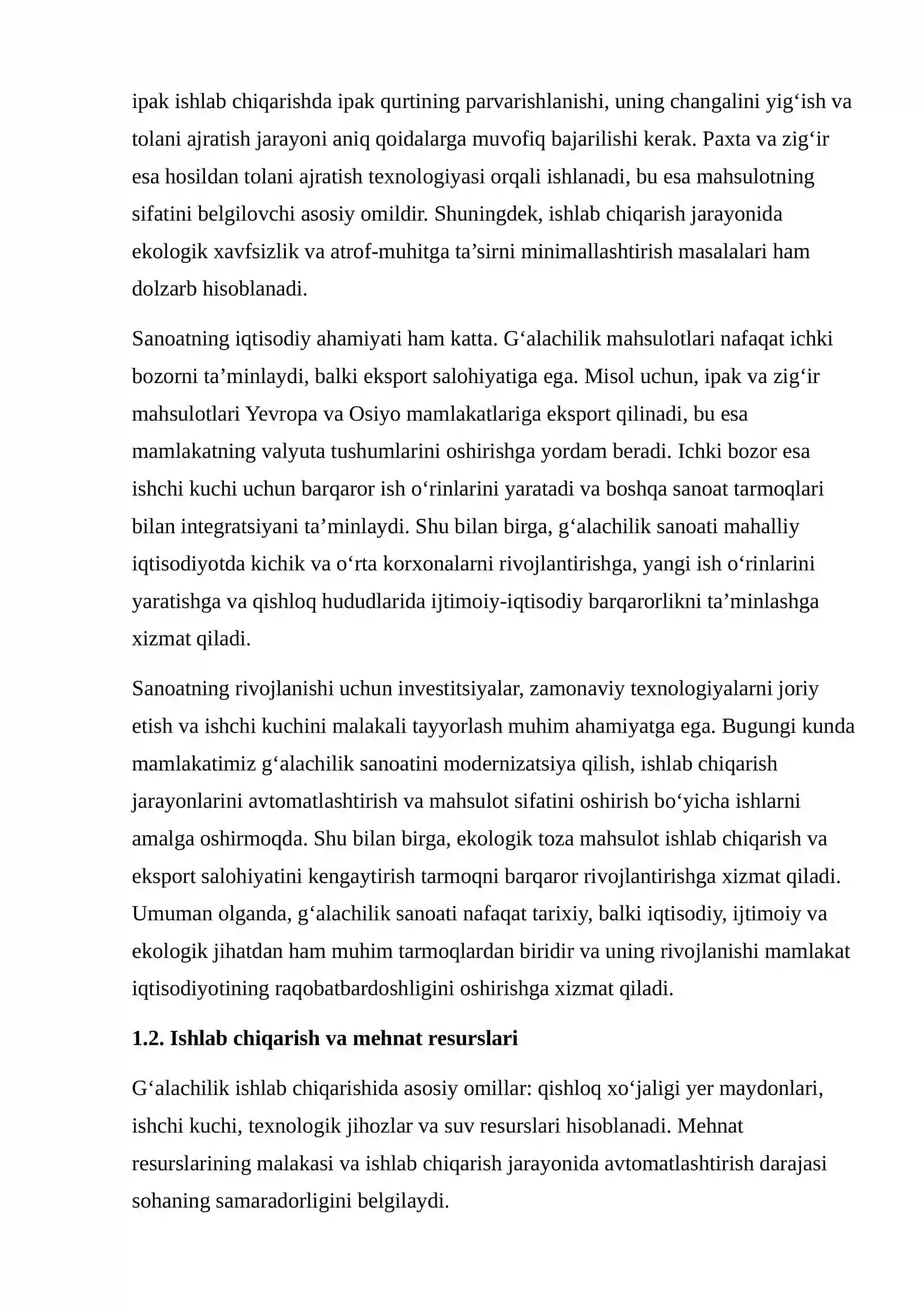G‘ALACHILIK TARMOG‘INING IQTISODIY TAHLILI 4