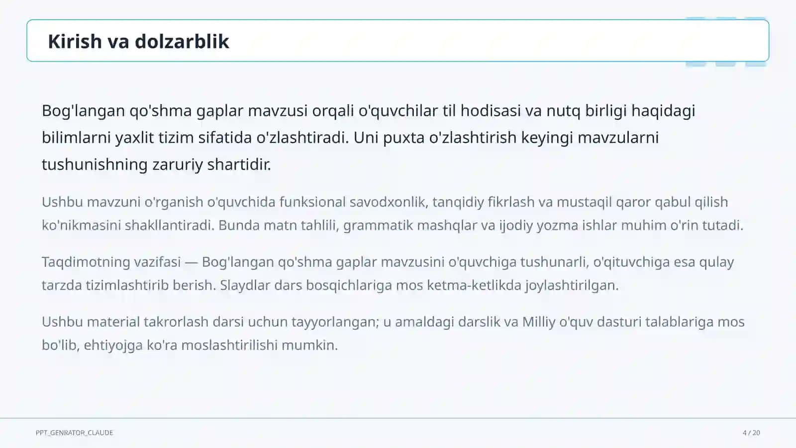 Bog'langan qo'shma gaplar (9-sinf) 4