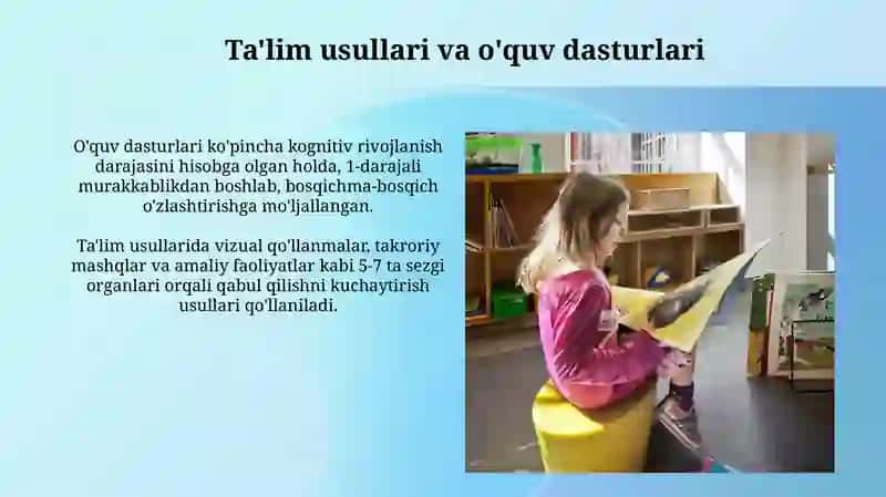 Aqliy rivojlanishda nuqsoni bulgan bolalar uchun ta'lim muasasalari 4