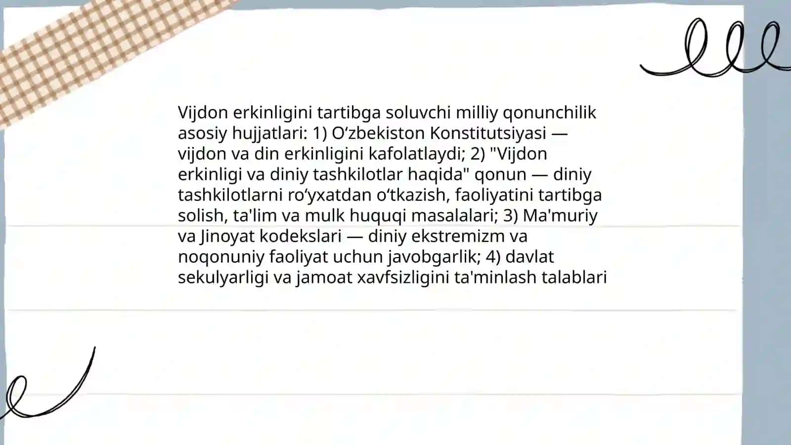 Vijdon erkinligining huquqiy asoslari 4