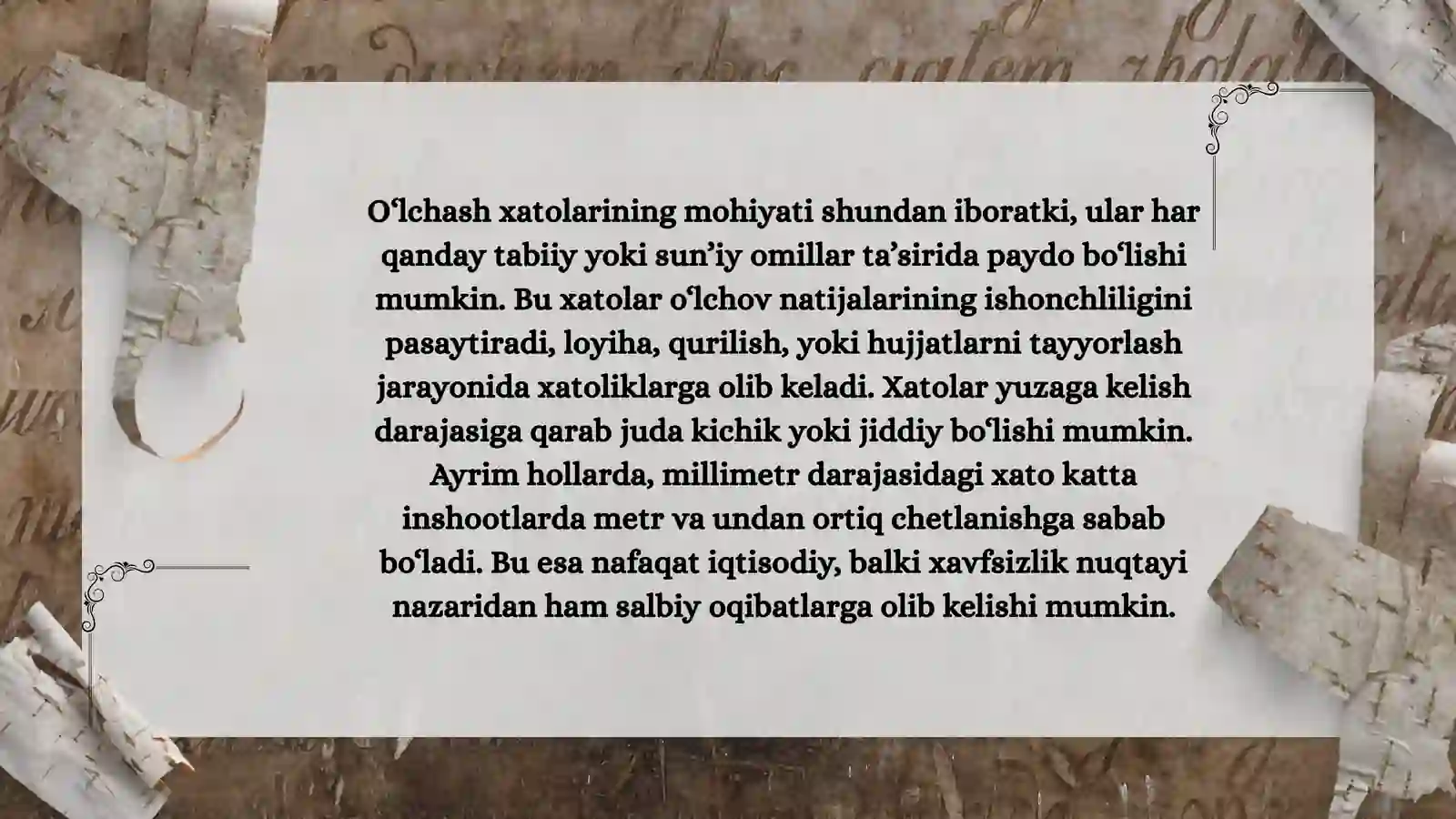 O‘LCHASH XATOLARI 4