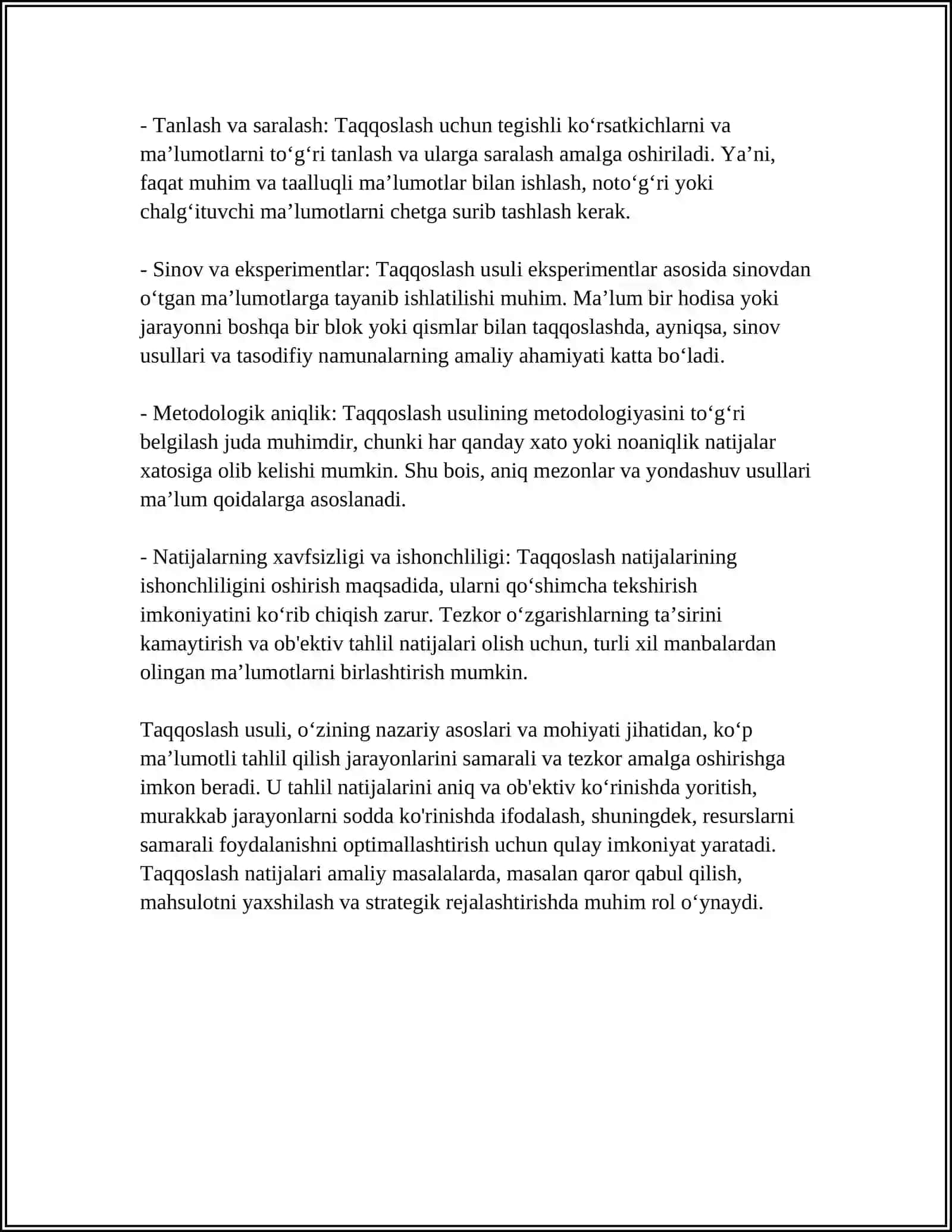 TAQQOSLASH USULI VA UNI TAHLILIDA QOLLANILISHI 4