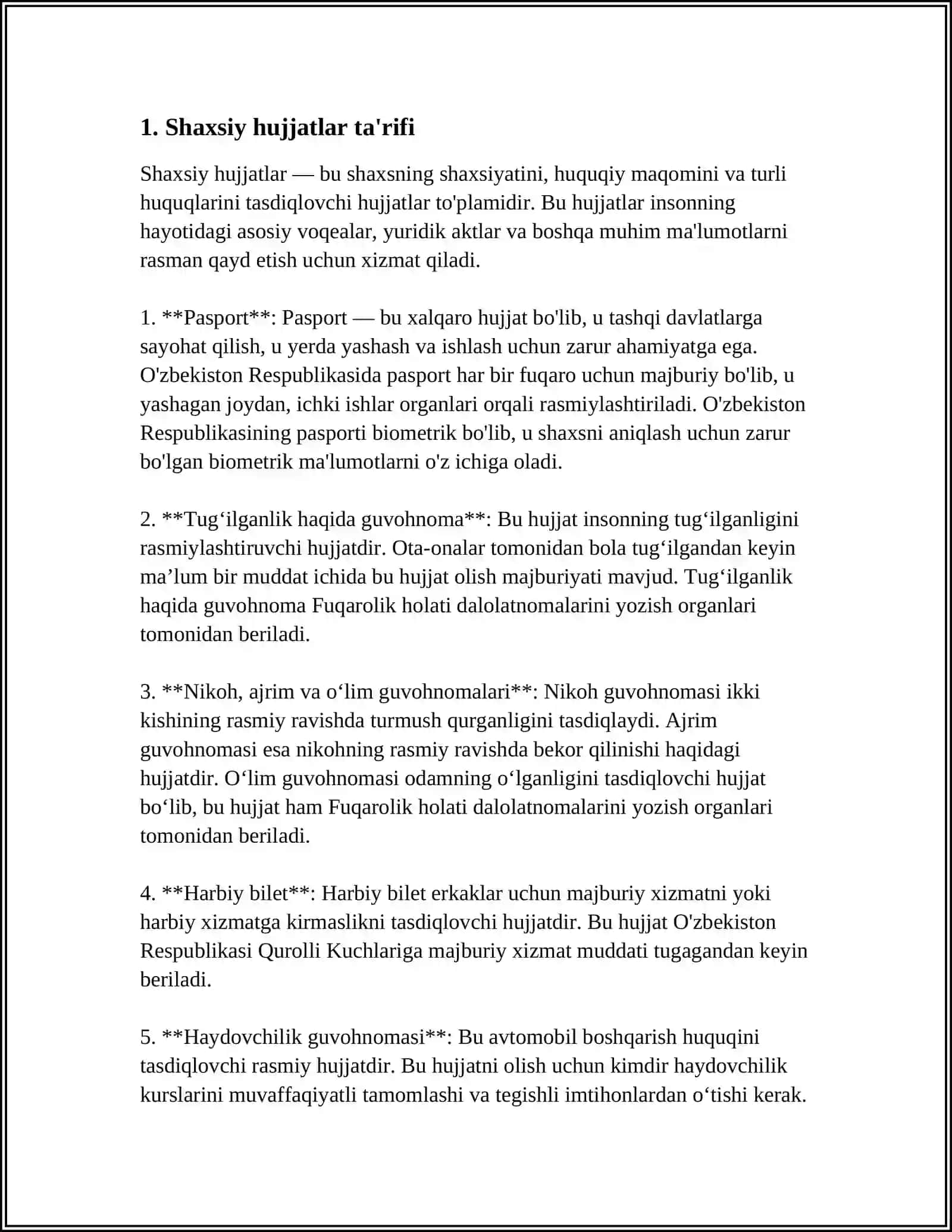 SHAXSIY XUJJATLAR VA ULARNING XUSUSIYATLARI 4