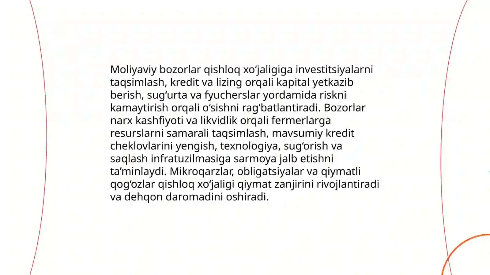Moliyaviy bozorlarning iqtisodiy tarmoqlar rivojlanishiga ta'siri 4