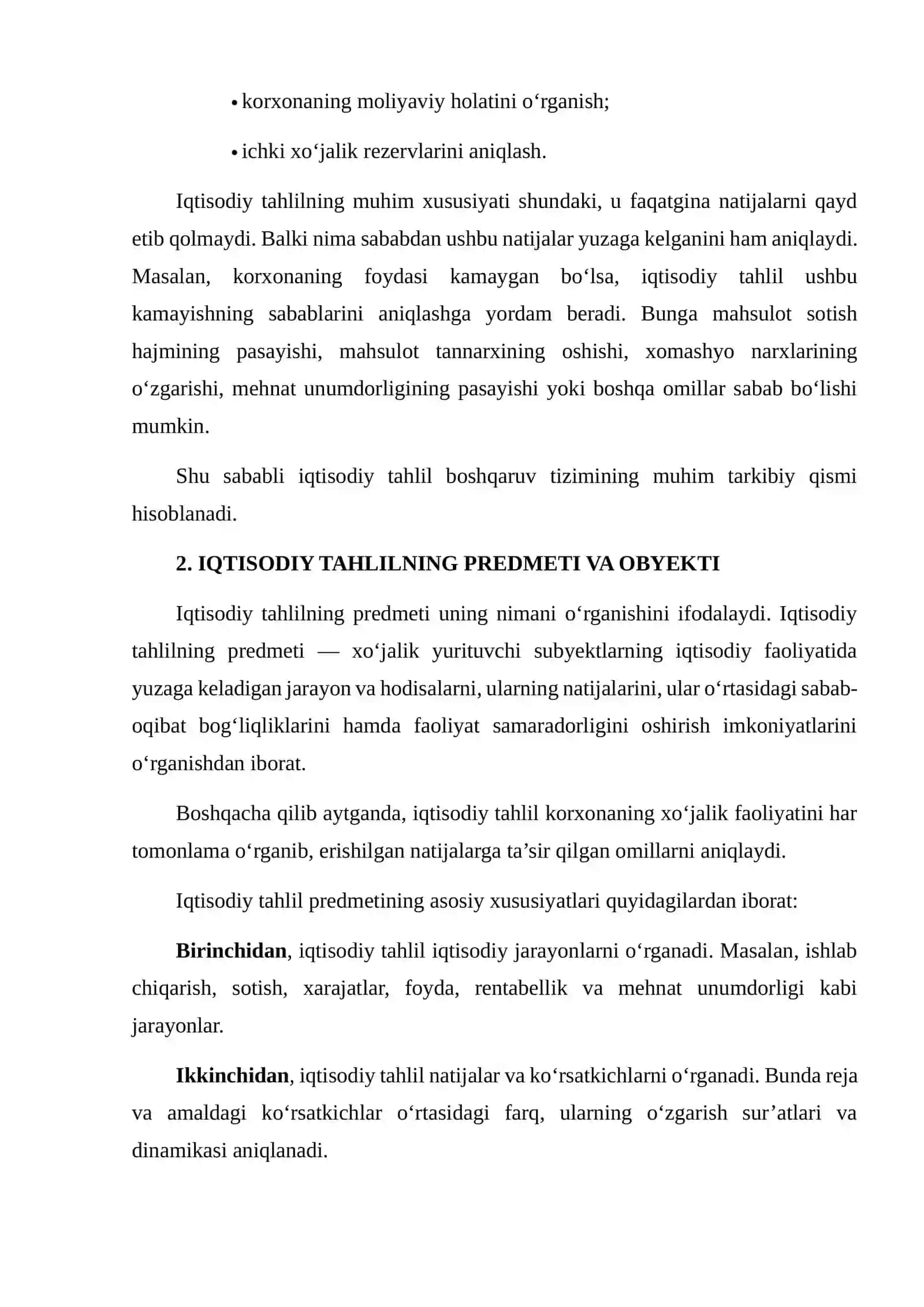 IQTISODIY TAHLILNING PREDMETI, VAZIFALARI VA TAMOYILLARI 4