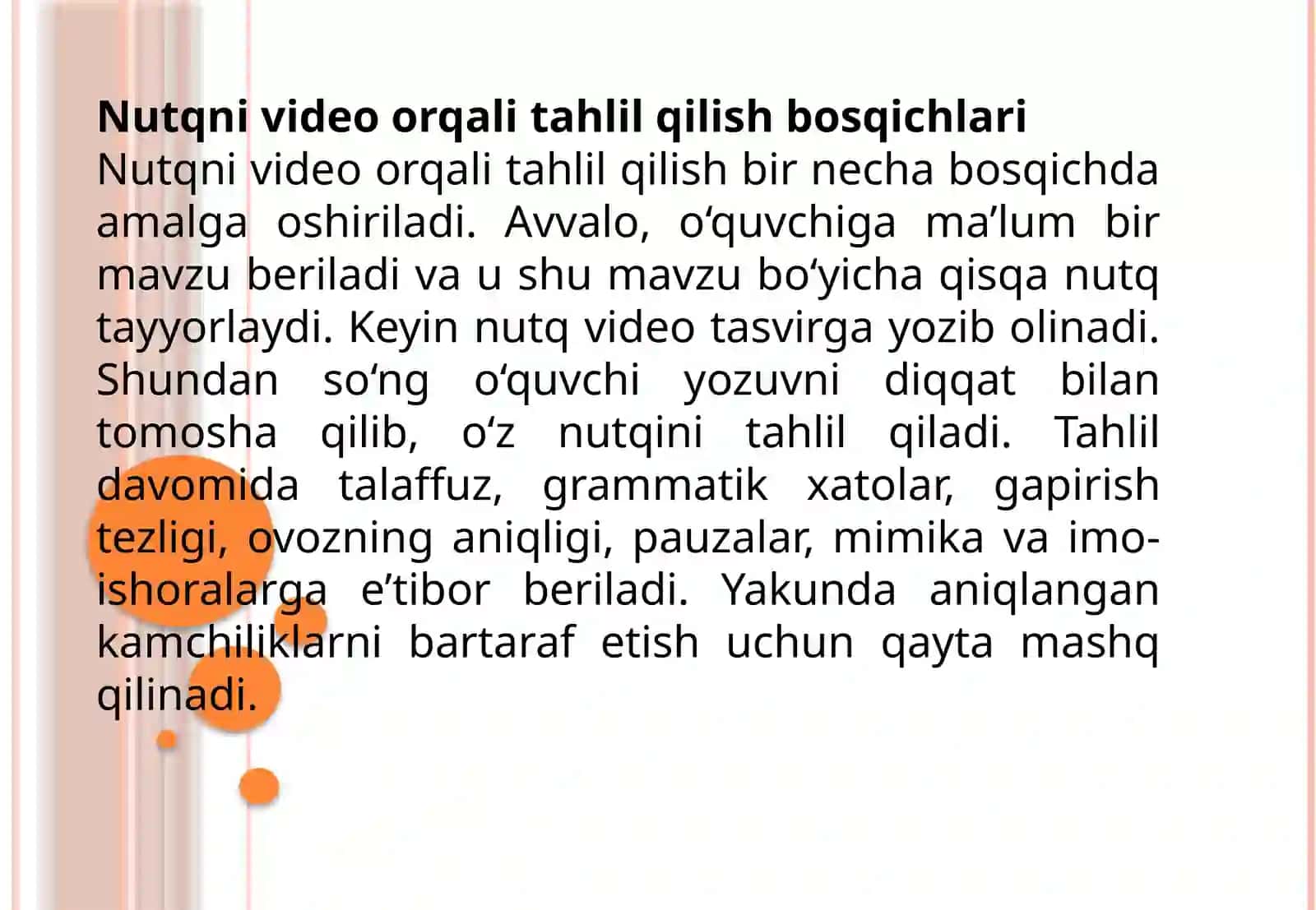 Video yozuvlar orqali nutqni tahlil qilish. Ijodiy topshiriqlar 4