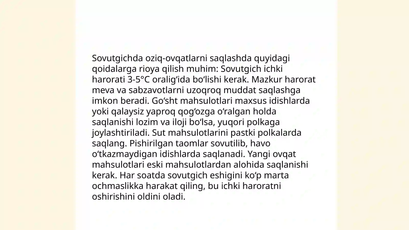 Oziq-ovqat mahsulotlarni saqlash qoidalari 4