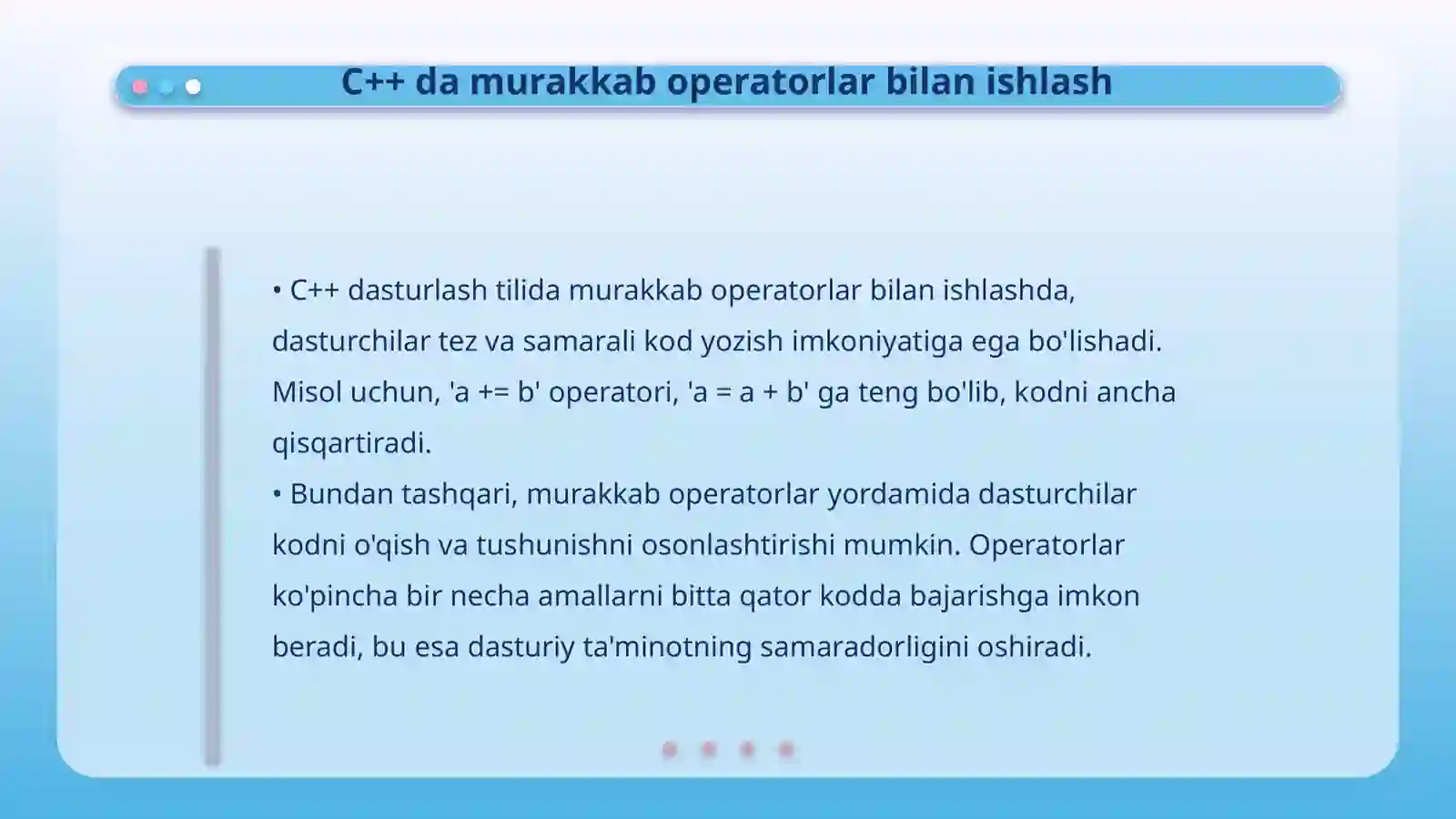 C++ tilida murakkab operatorlar 4