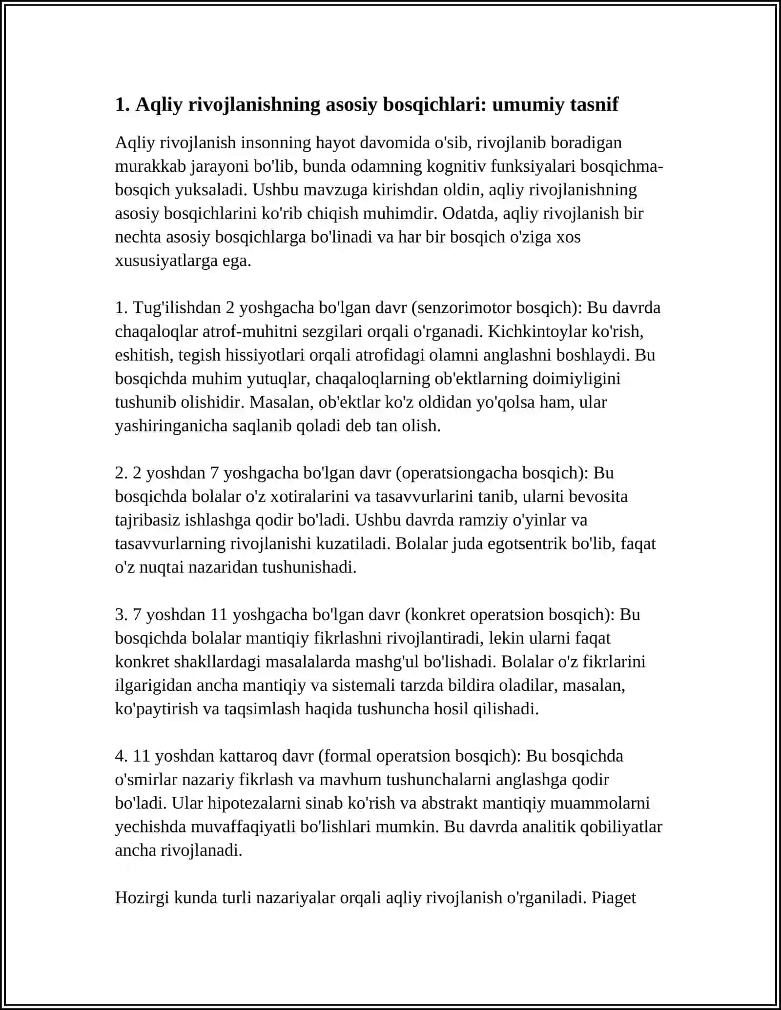 Aqliy rivojlanishning asosiy bosqichlari 4