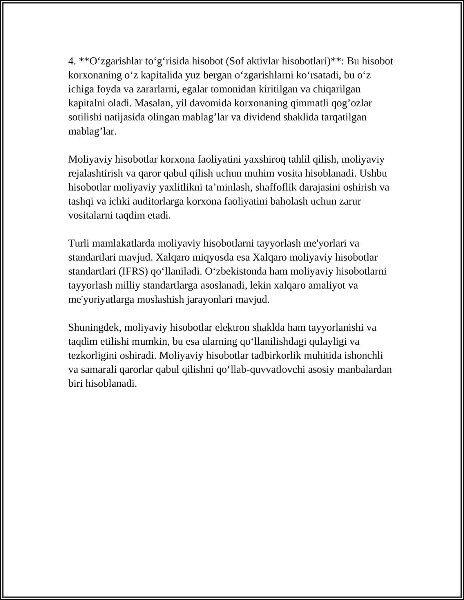 MOLIYAVIY HISOBOT KO'LAMINI ANIQLASH 4