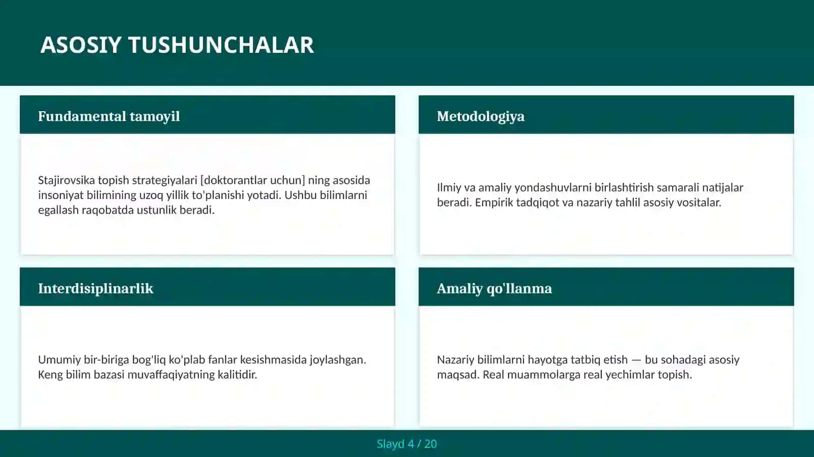 Stajirovsika topish strategiyalari [doktorantlar uchun] 4