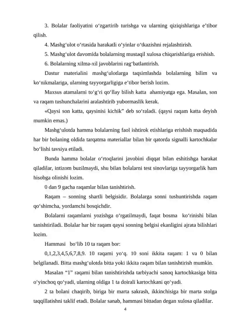 Maktabgacha va boshlang'ich ta'limda matematika fani o'rgatilishi 4