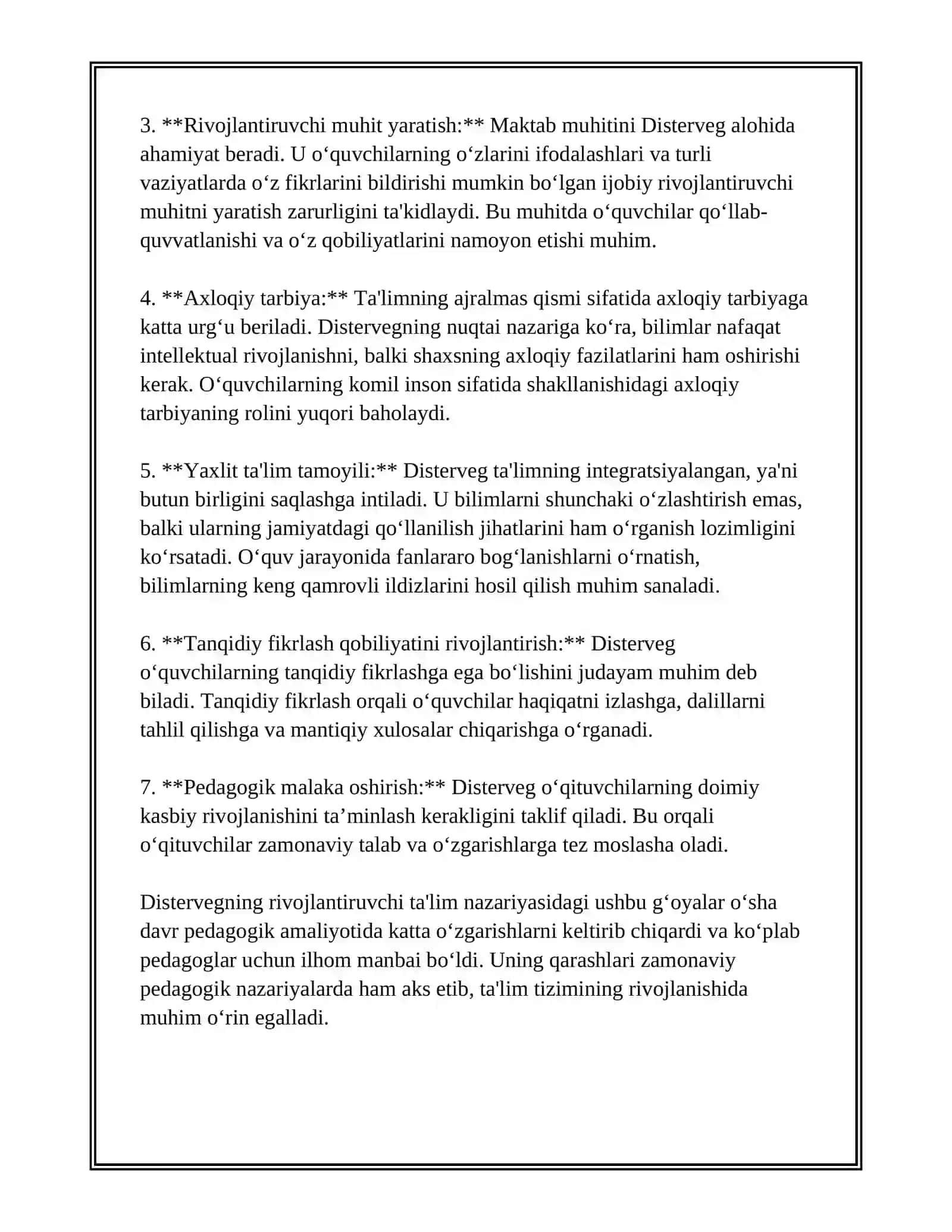 ADOLF DISTERVEGNING RIVOJLANTIRUVCHI TA'LIM NAZARIYASI 4