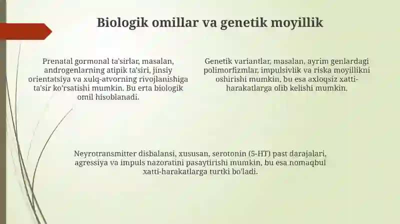 Axloqsiz harakatlar va jinsiy o'qishning sabablari 4