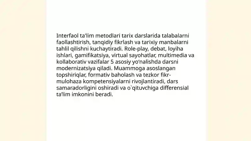 Tarix darslarining zamonaviyligi 4