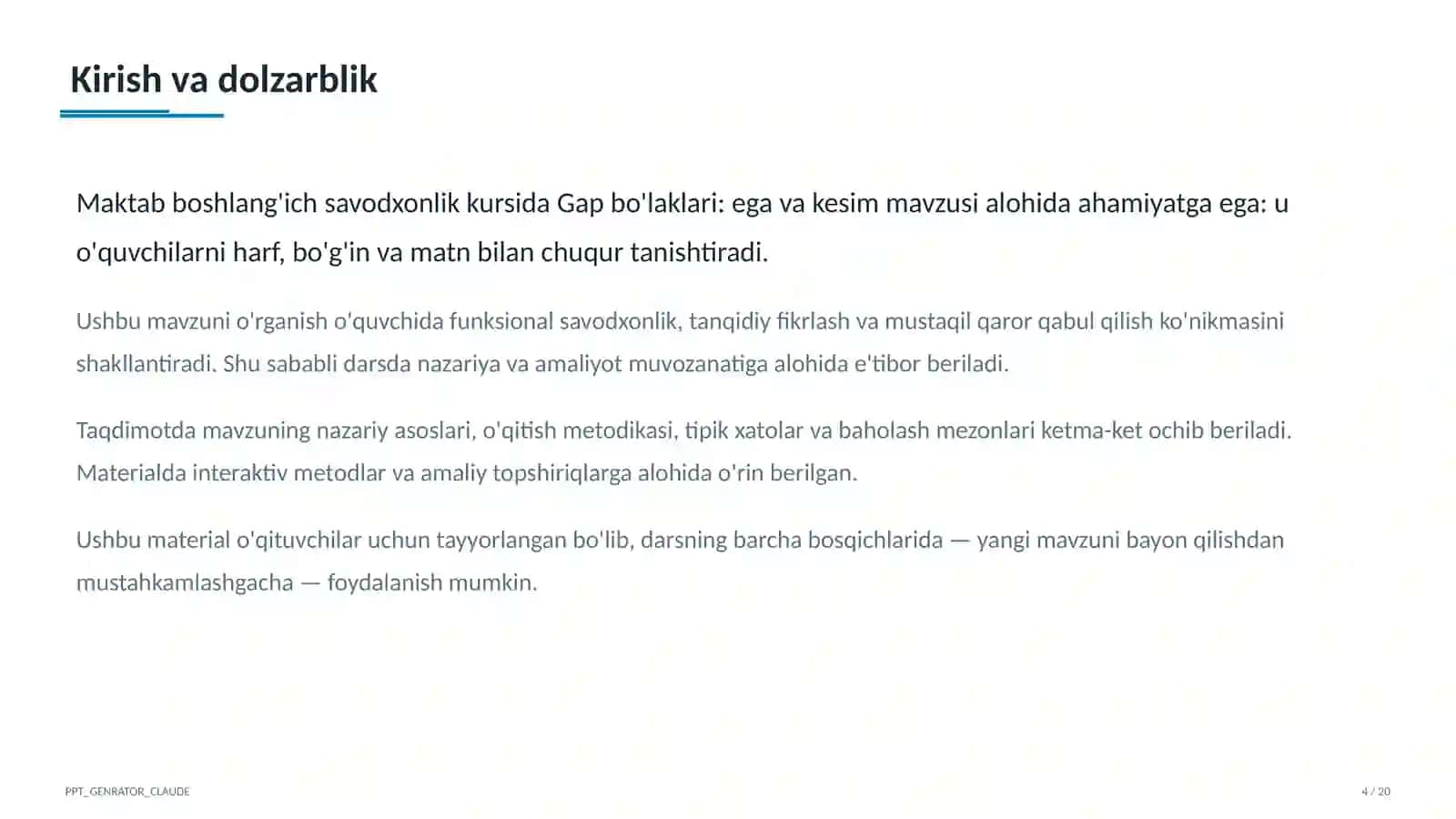 Dars rejasi 4