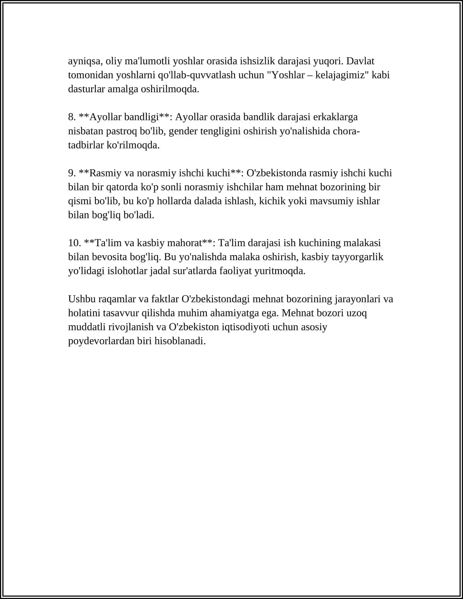 O'ZBEKISTONDA MEHNAT BOZORINING HOLATI VA TENDENSIYALARI 4