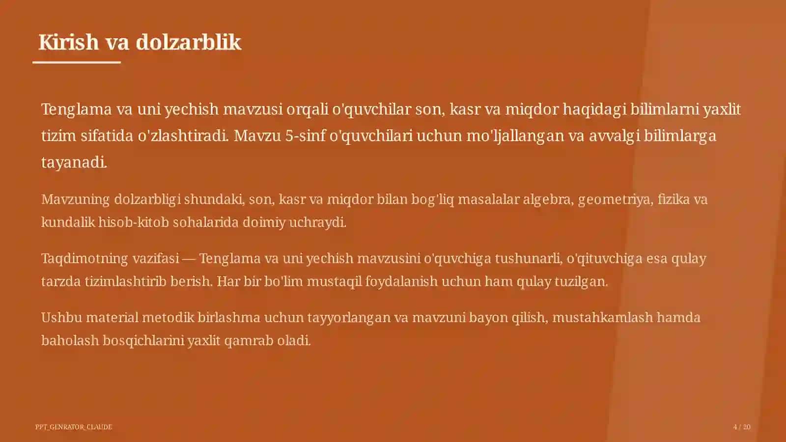 Tenglama va uni yechish (5-sinf) 4