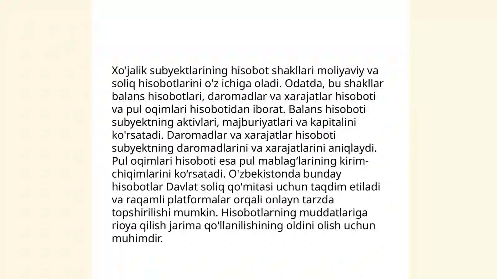 Moliyaviy hisobotlar tayyorlash 4