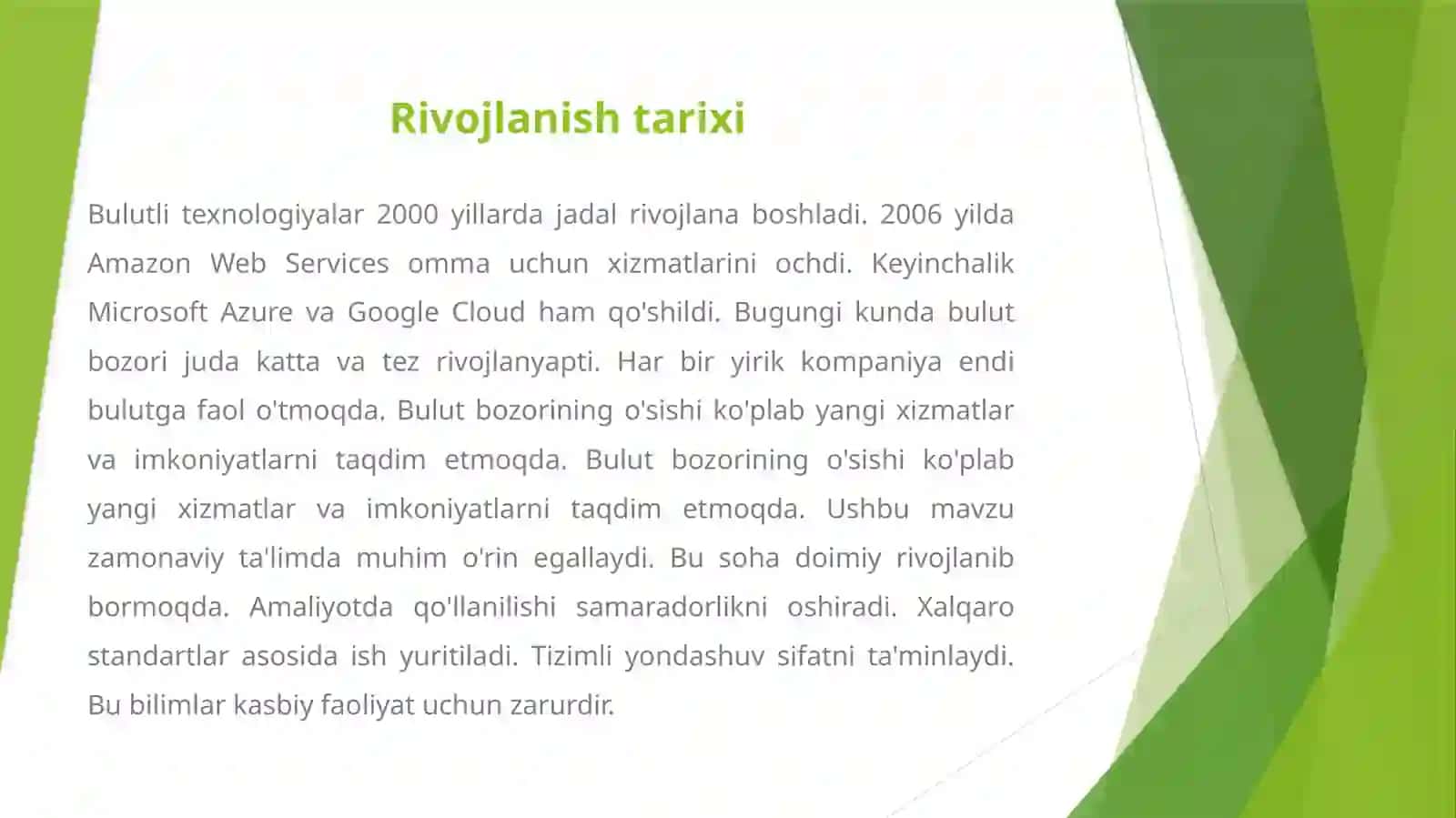 Bulutli texnologiyalar va xizmatlar turatlari 4