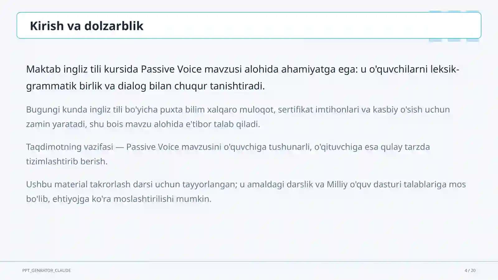 Passive Voice (9-sinf) 4