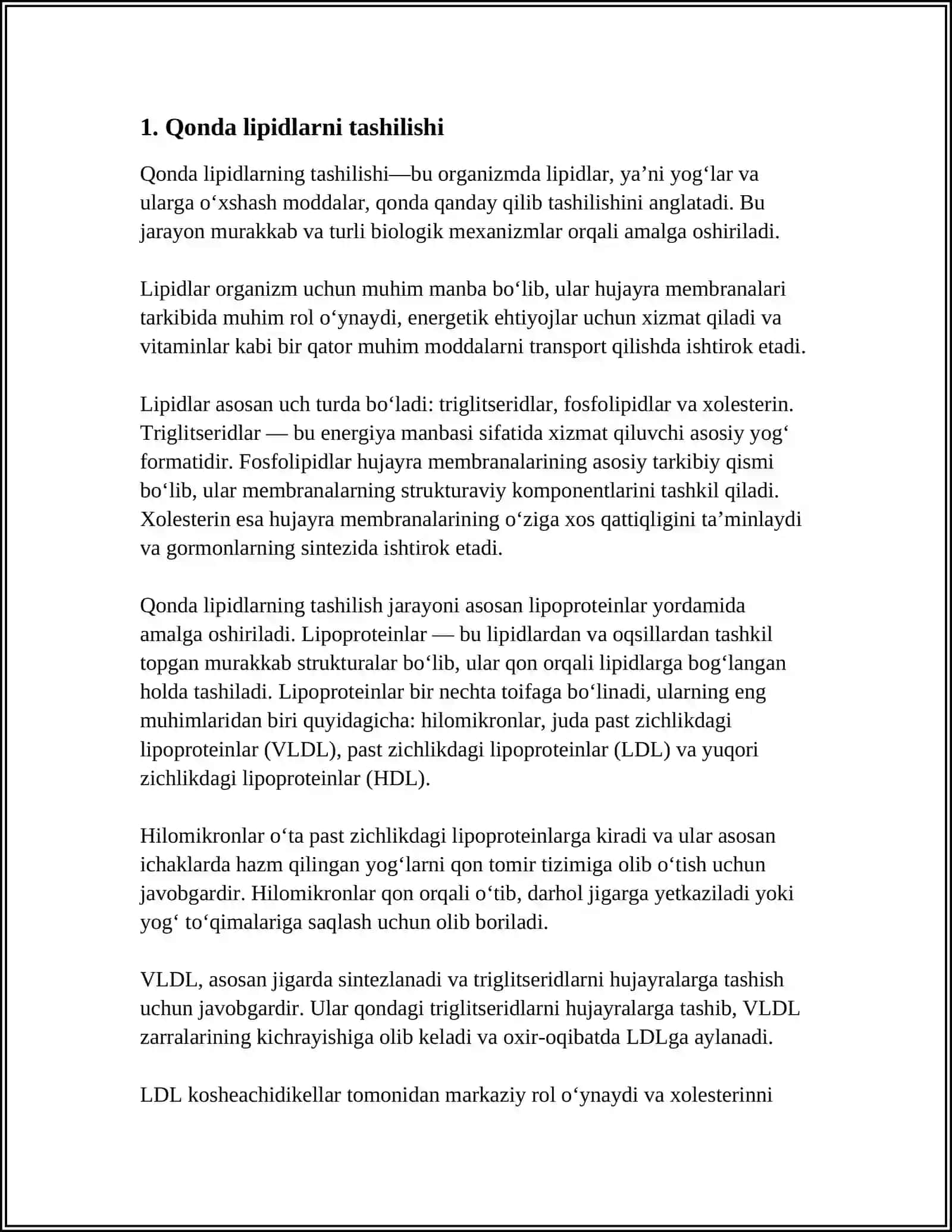 QONDA LIPIDLARNI TASHILISH SHAKLLARI. QON ZARDOBIDA LIPIDLAR FRAKTSIYALARINI ANIQLASH USULLARI 4