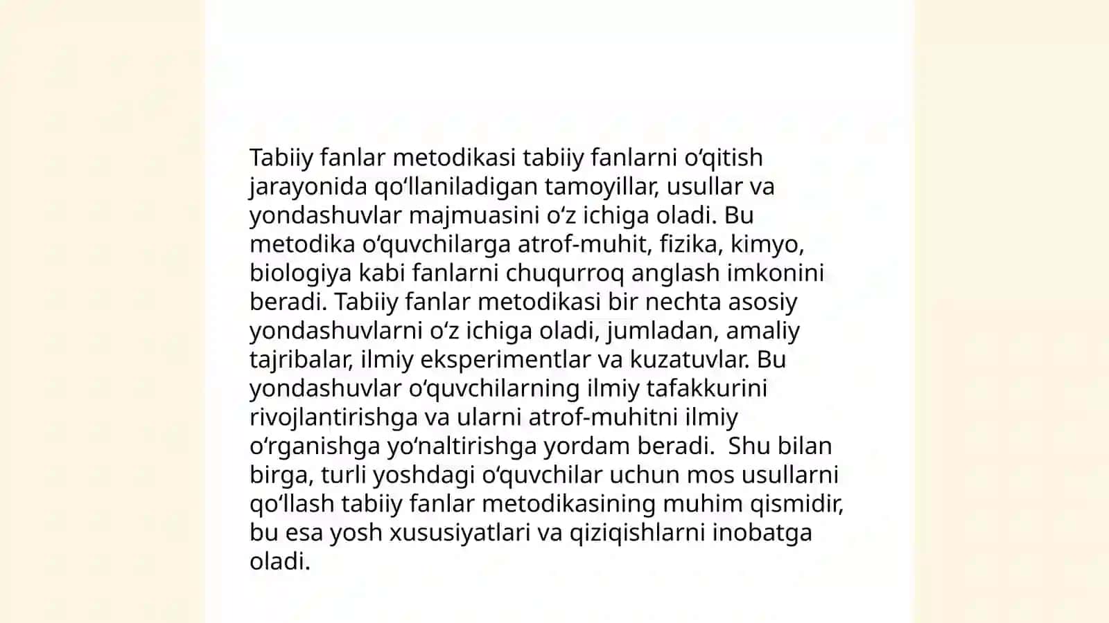 Tabiiy fanlar nazariyasi va metodikasi fanining tamoyillari va qonuniyatlari 4