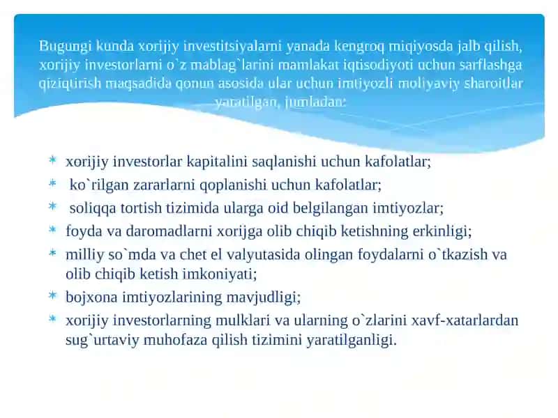 Xorijiy investitsiyalarni jalb qilishningcheteltajribasi 4
