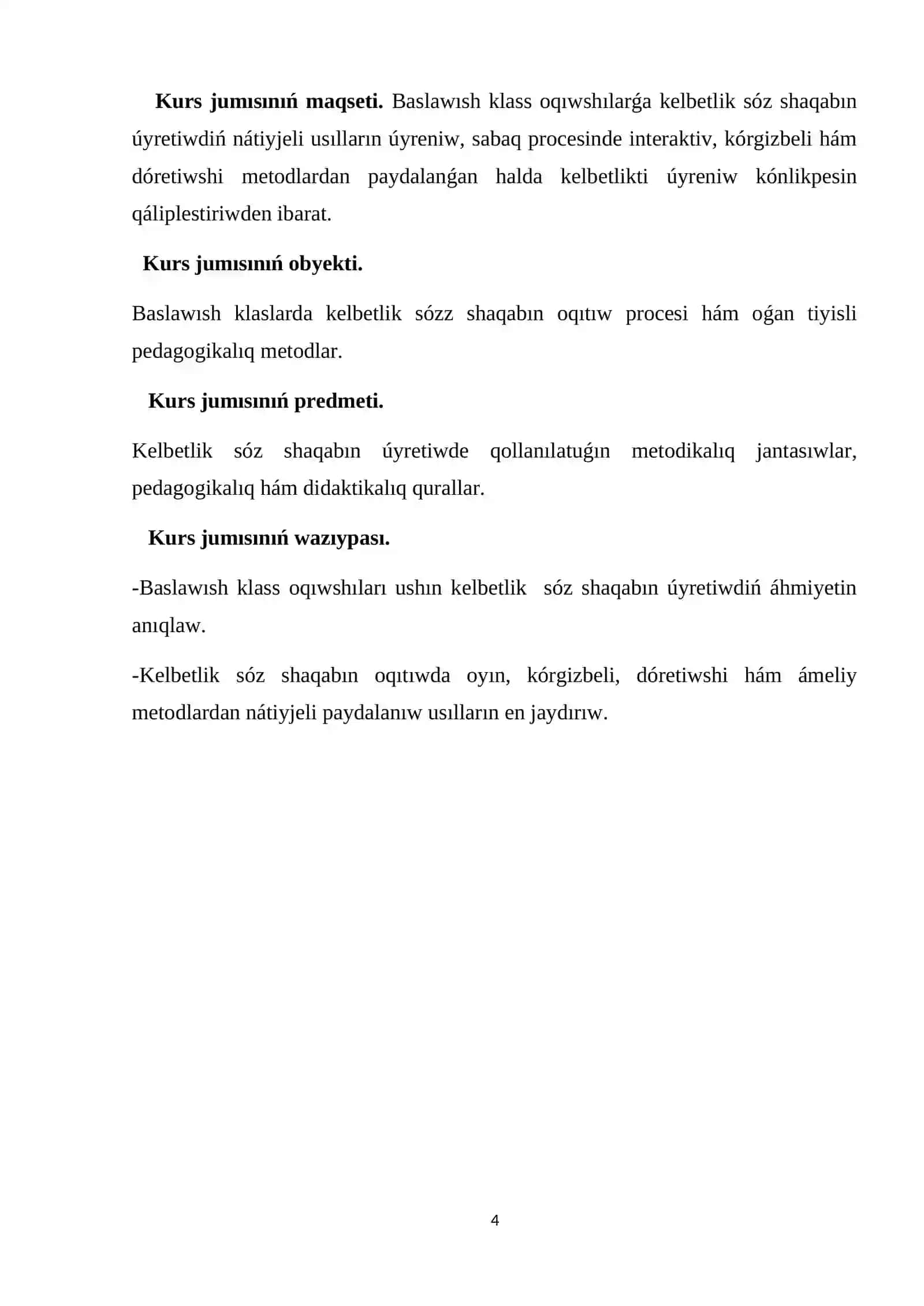 Baslawısh klaslarda “Kelbetlik” temasın úyreniw metodikası 4