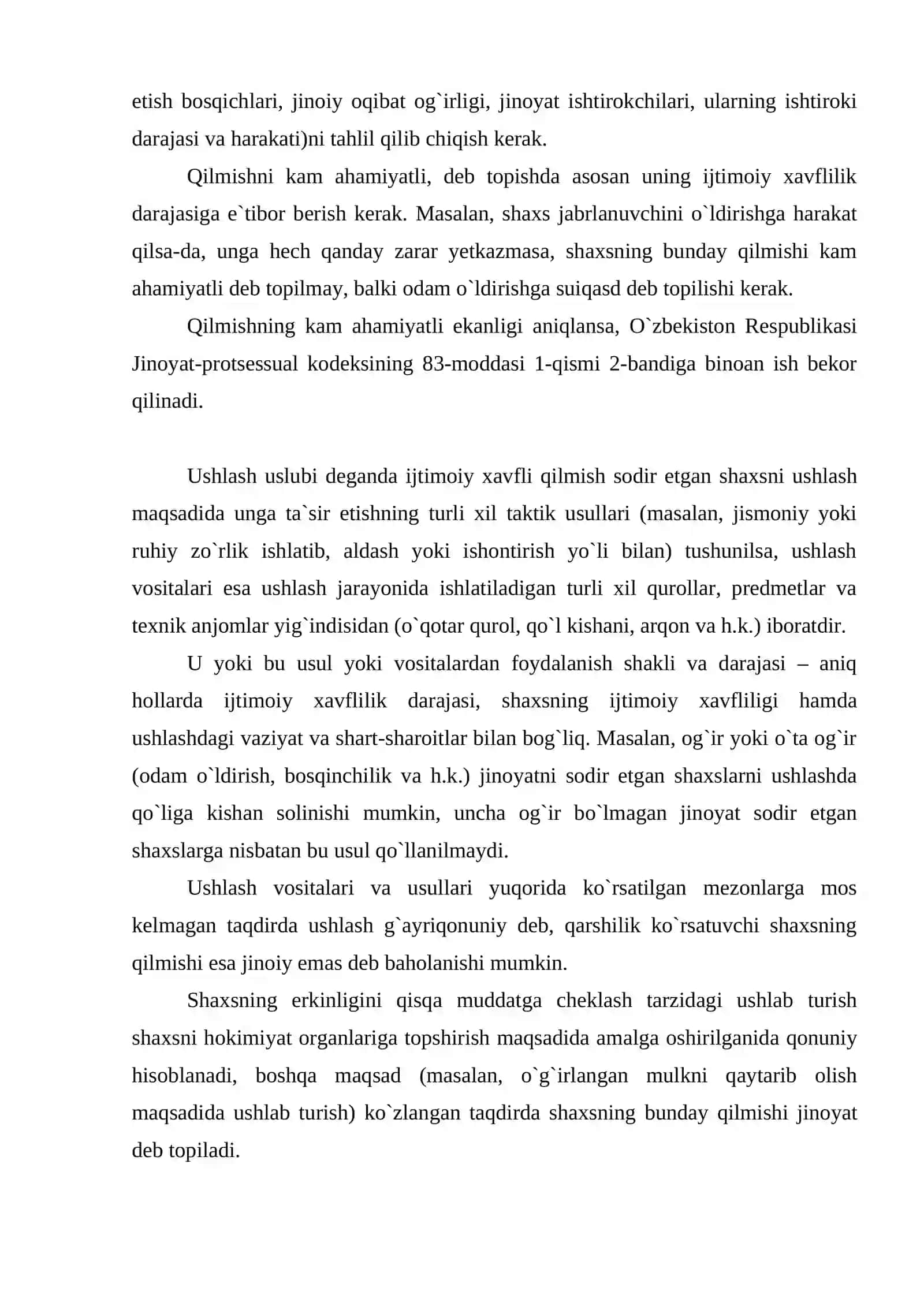 Qilmishning jinoiyligini istisno qiluvchi holatlar tushunchasi va turlari 4