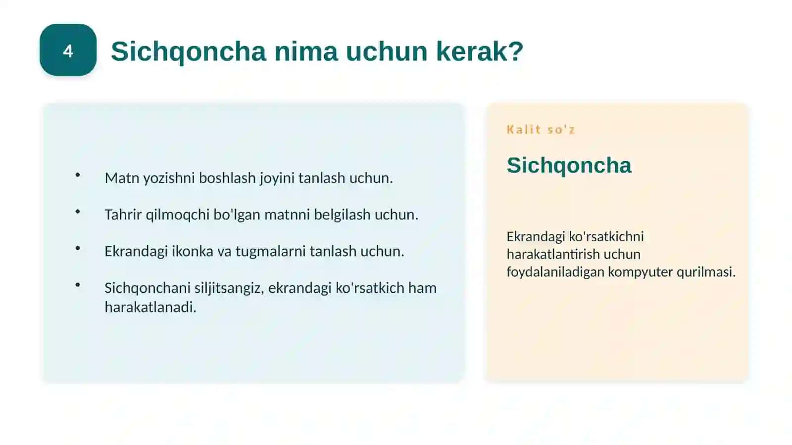 Sichqonchadan va klaviaturadan foydalanish 4