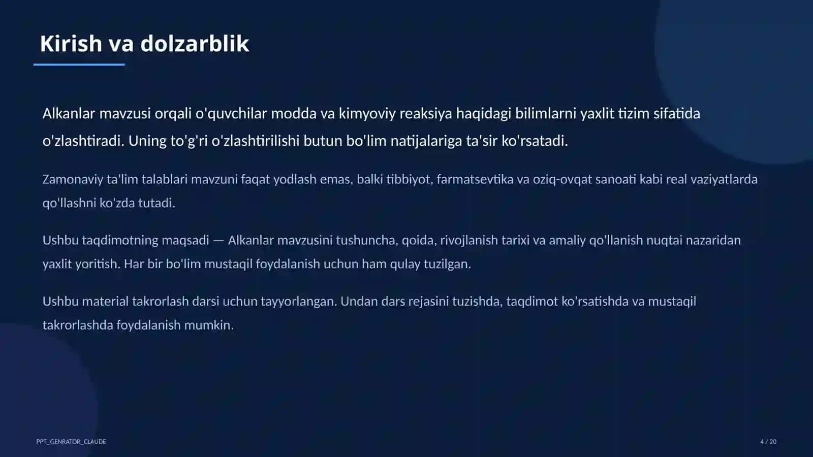 Alkanlar (10-sinf) 4