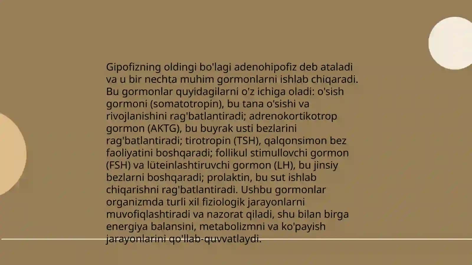 Gipofiz gormonlari bevosita tasir qilmaydigan ichki sekretsiya bezlari 4