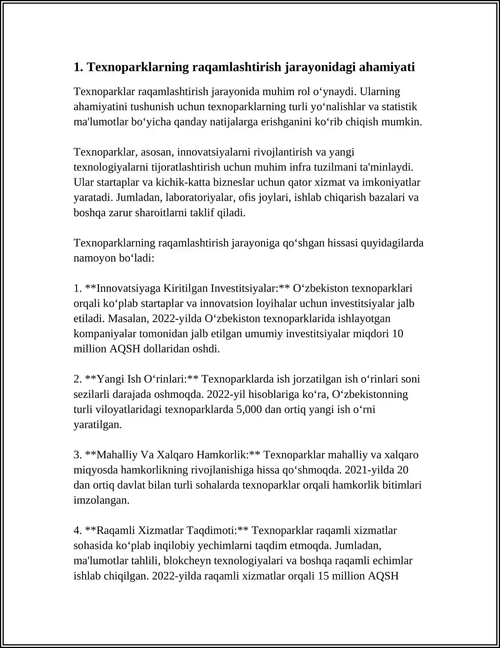 RAQAMLASHTIRISH JARAYONIDA TEXNOPARKLARNI O‘RNI 4