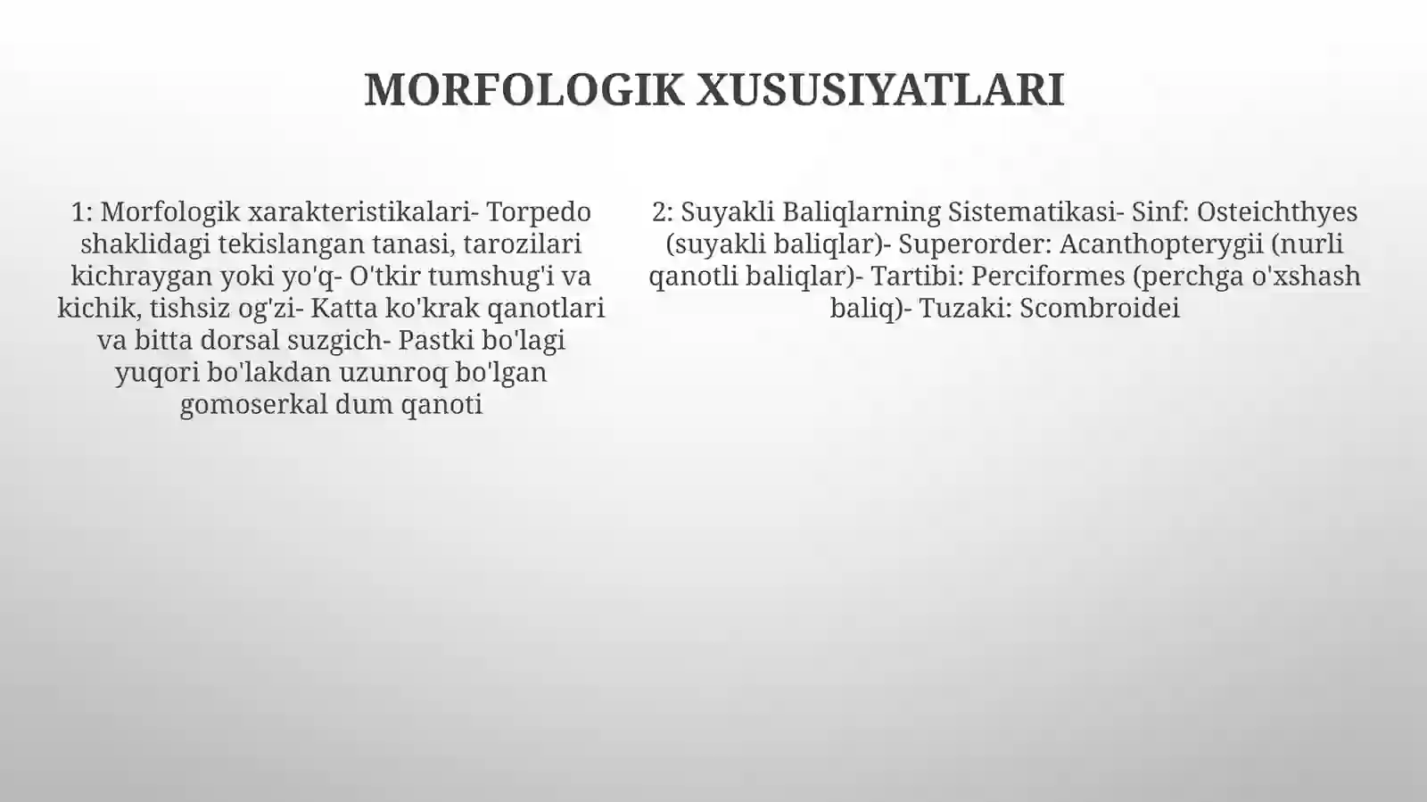 Suyakli Baliqlarning Sitematikasi Haqida Ma'Lumotlar 4