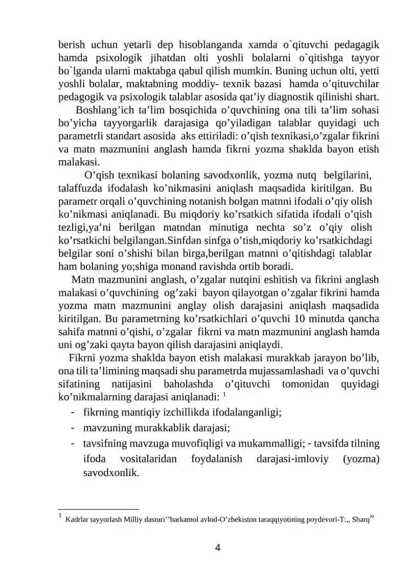Ona tili va o’qitish metodikasi 4