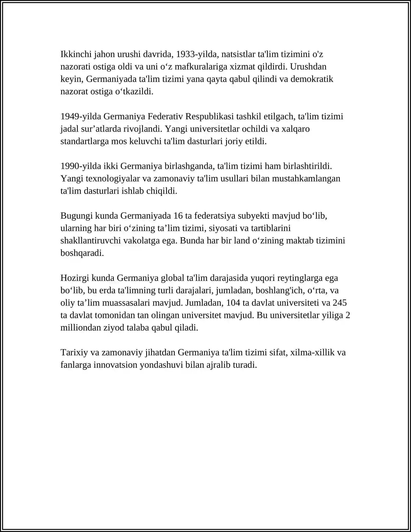 GERMANIYADAGI TARIXIY MAKTAB 4