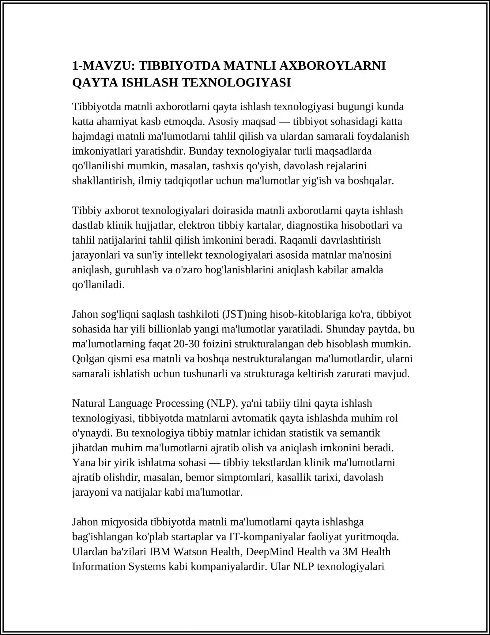TIBBIYOTDA MATNLI AXBOROYLARNI QAYTA ISHLASH TEXNOLOGIYASI 4