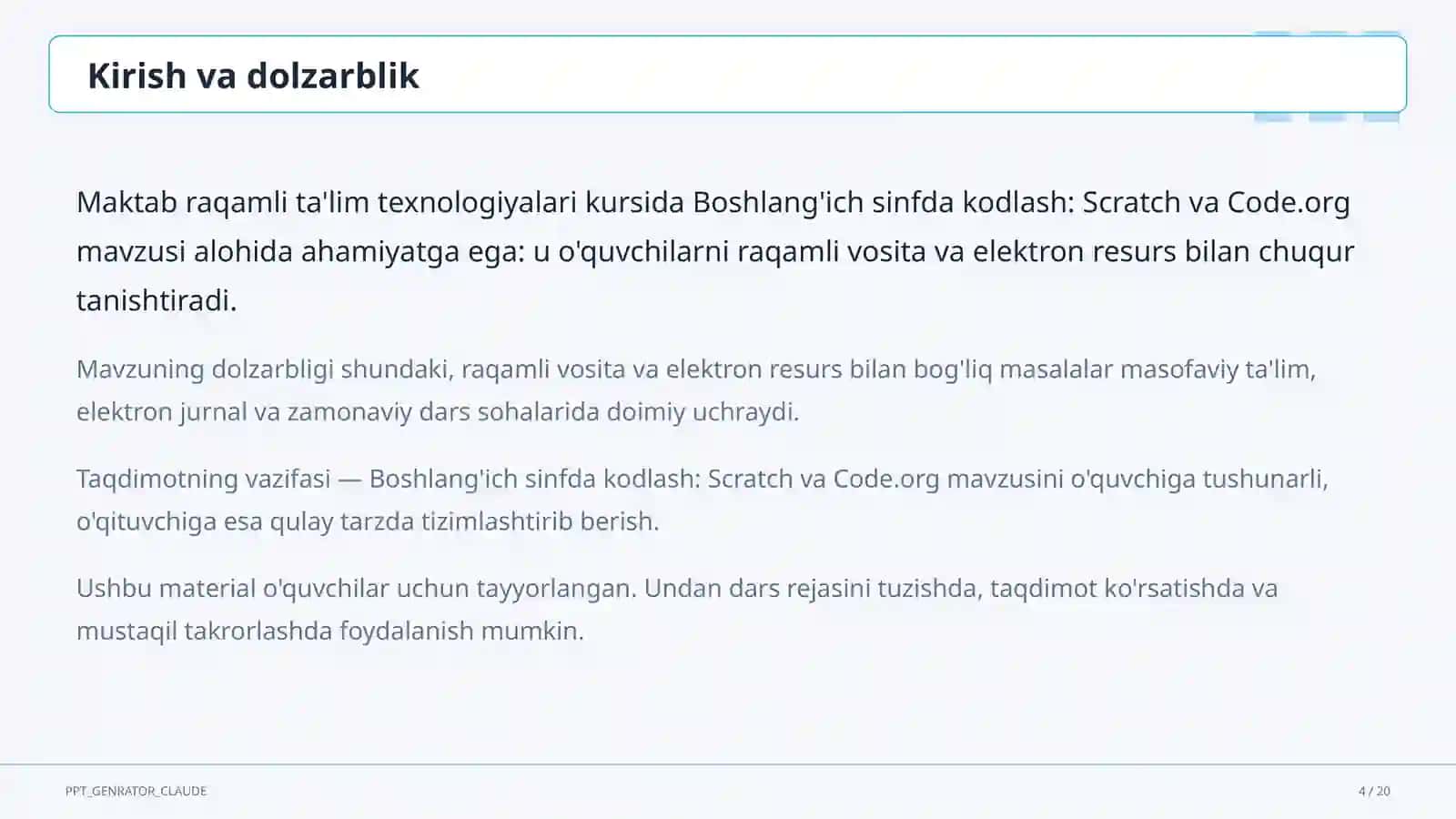 Boshlang'ich sinfda kodlash: Scratch va Code.org 4
