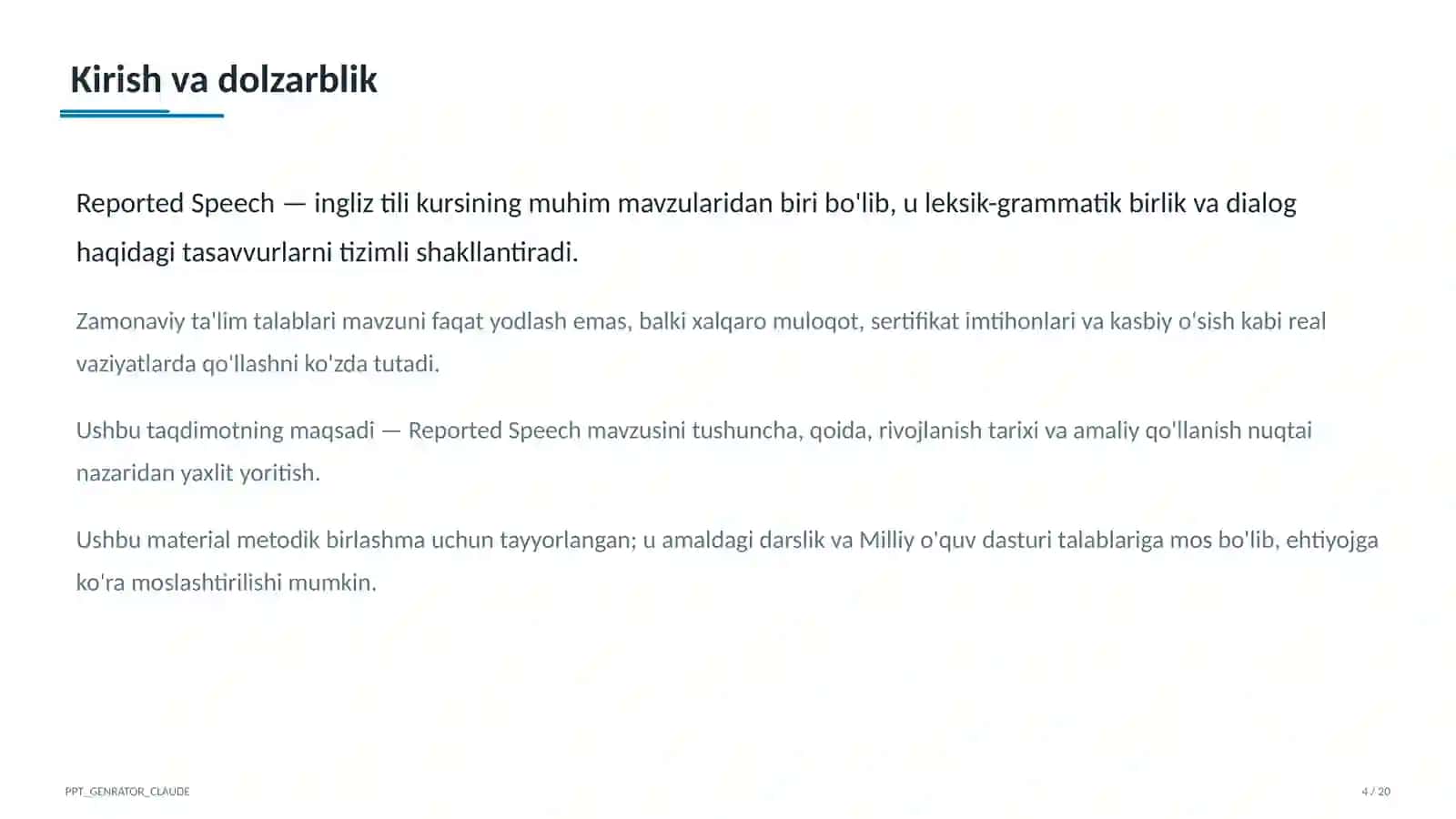 Reported Speech (9-sinf) 3