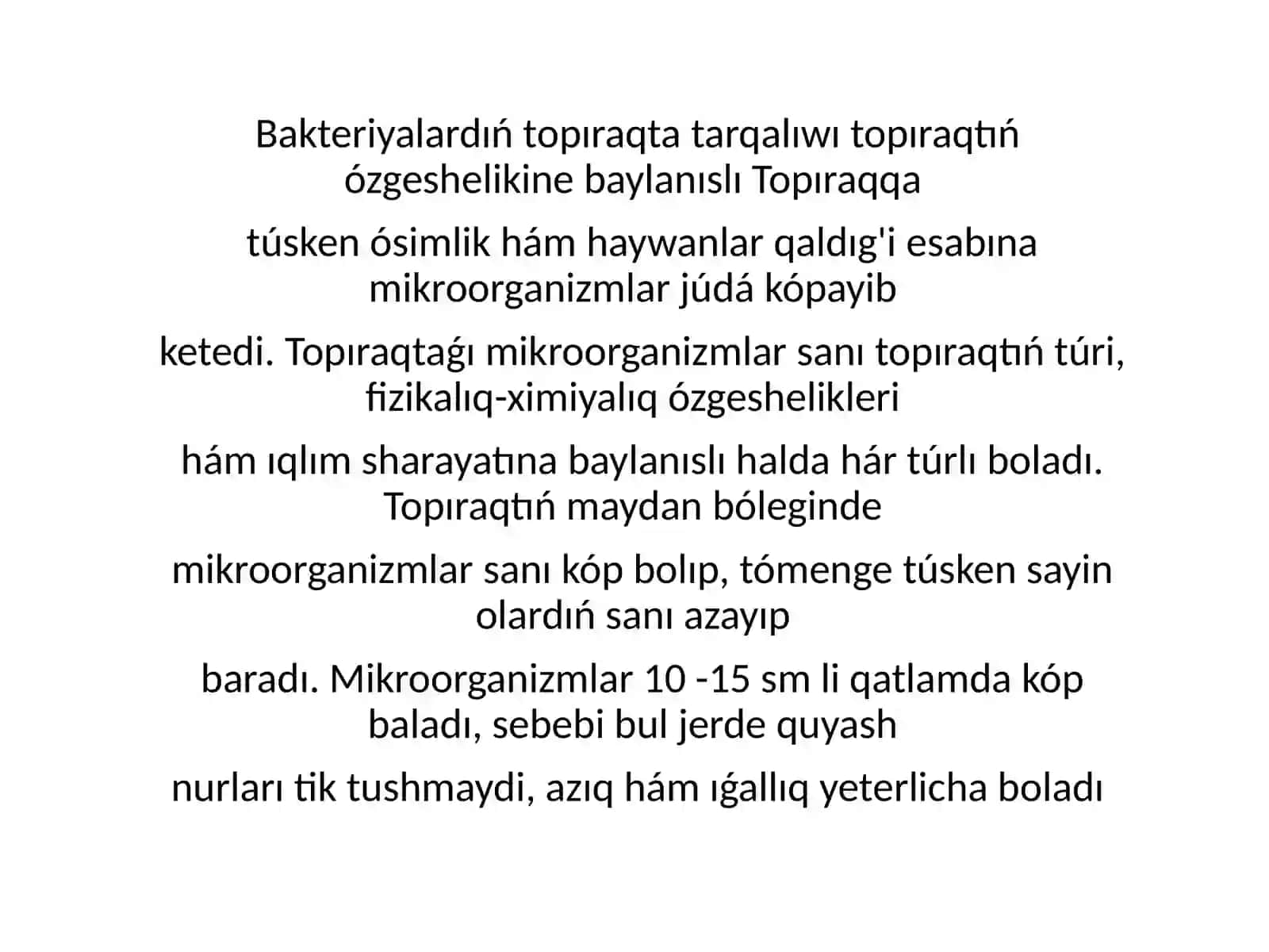 Topiraq stresfaktorlari shorlaniw qurgaqshiliqqa shidamli tuynek bakteryalar hamazo bakteryalar bio preparatlar tayarlaw texnalogiyasi 4