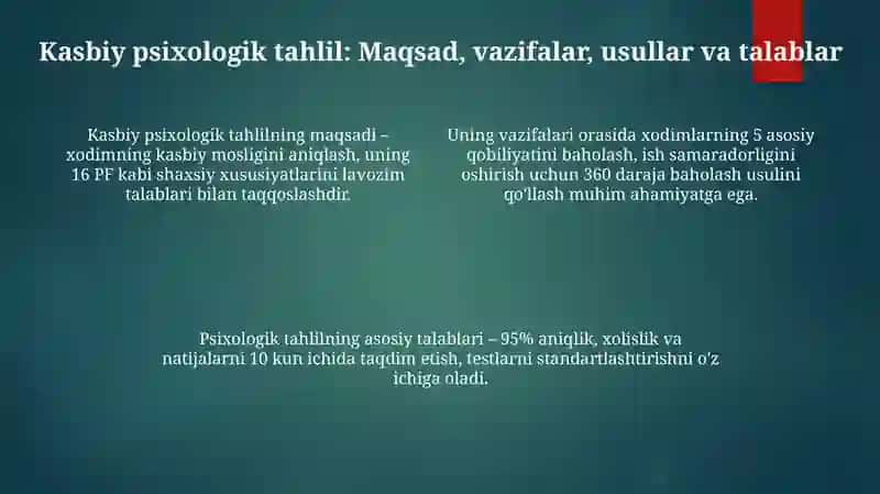 Psixologik professiografiyasi.Mehnat psixologiyasi ekspertizasi 4