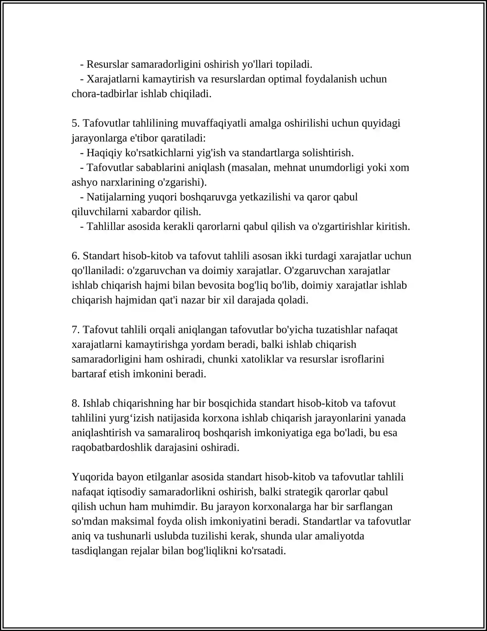 TAFOVUT VA OG'ISHLAR HISOBI – XARAJATLARNI NAZORAT QILISHDAGI MUHIM VOSITA 4