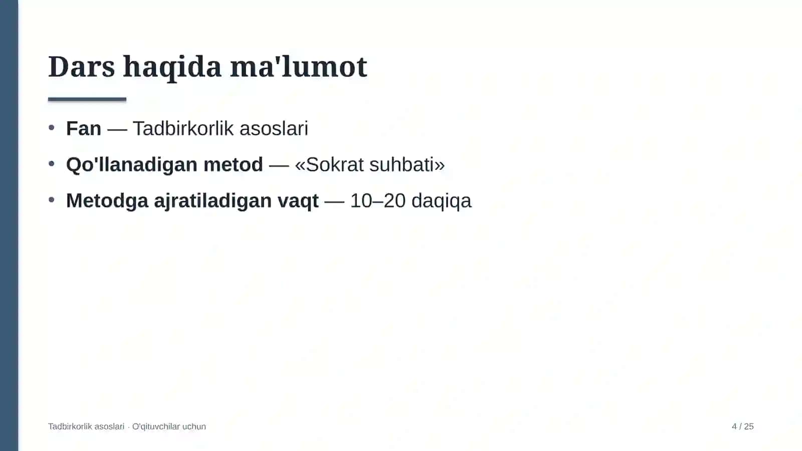 tadbirkorlik asoslari darslarida sokrat suhbati metodidan foydalanish 5947 4