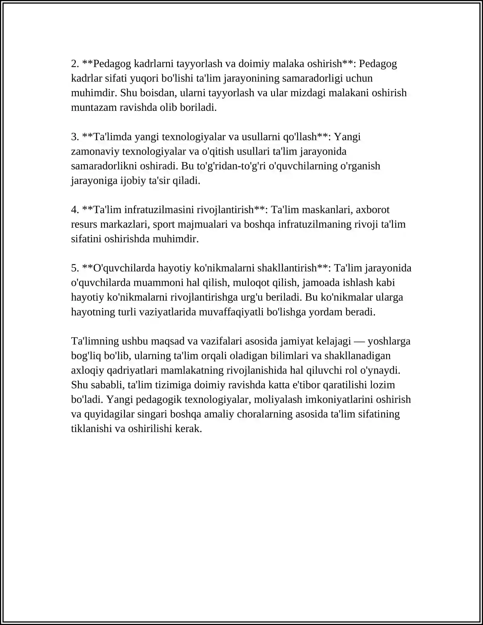 O'ZBEKISTON RESPUBLIKASINING "TA'LIM TO'G'RISIDAGI" QONUNI 4