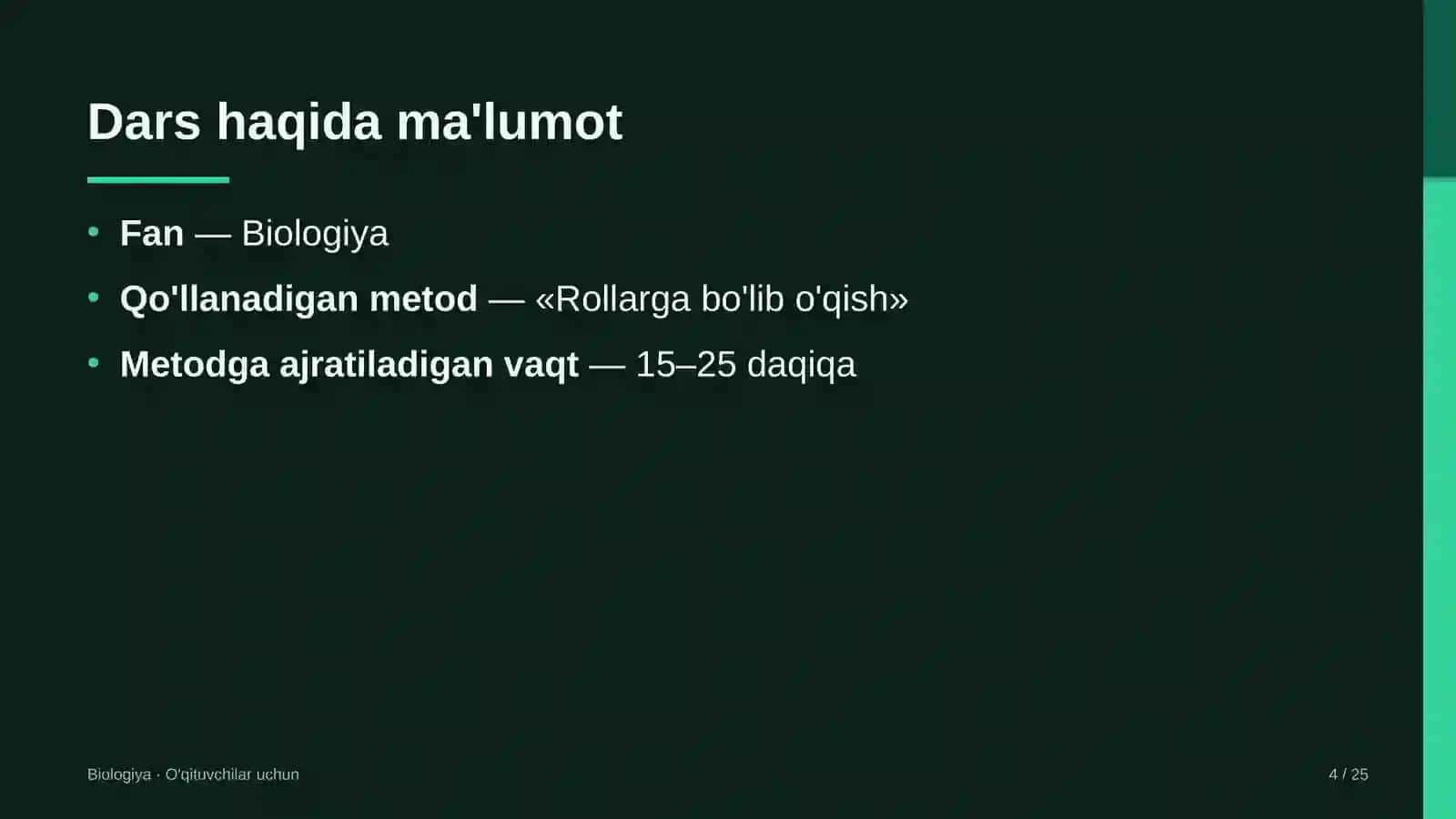 biologiya darslarida rollarga bo'lib o'qish metodidan foydalanish 7930 4