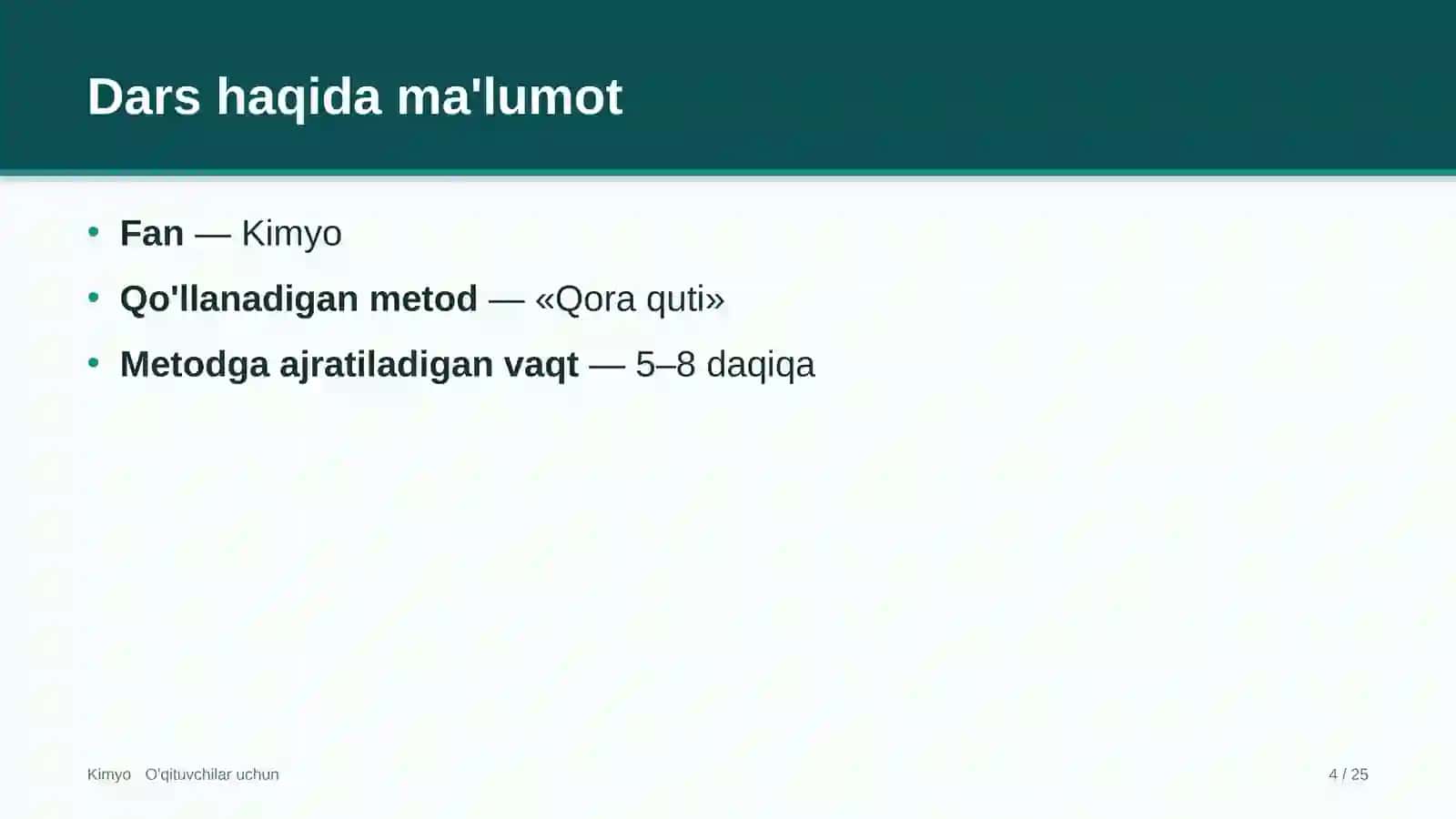 kimyo darslarida qora quti metodidan foydalanish 8268 4