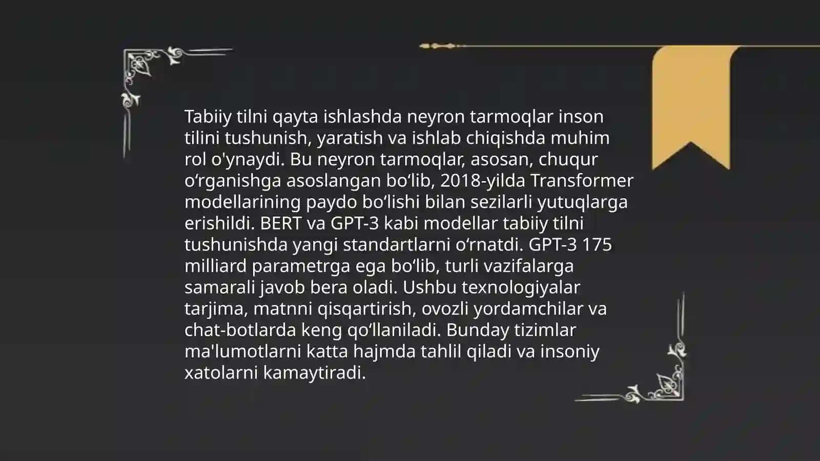 Neyro kompyuterlarning amaliyotda qo’llanilishi. Formal grammatika 4
