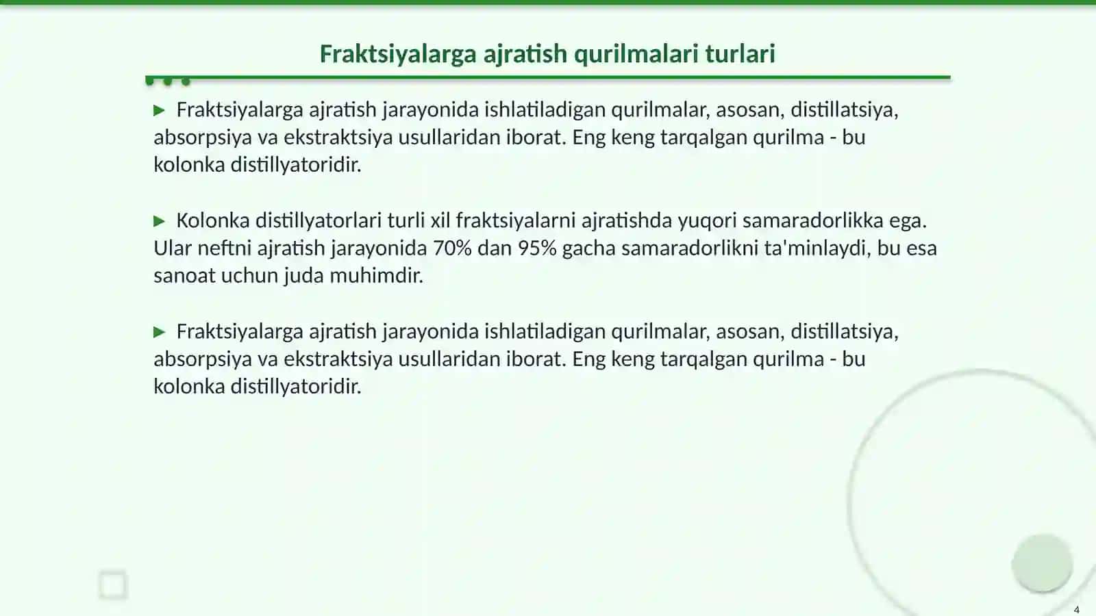 Neftni fraktsiyalarga ajratish qurilmalarini material balansini tuzish Xabibova Dilnoza 4