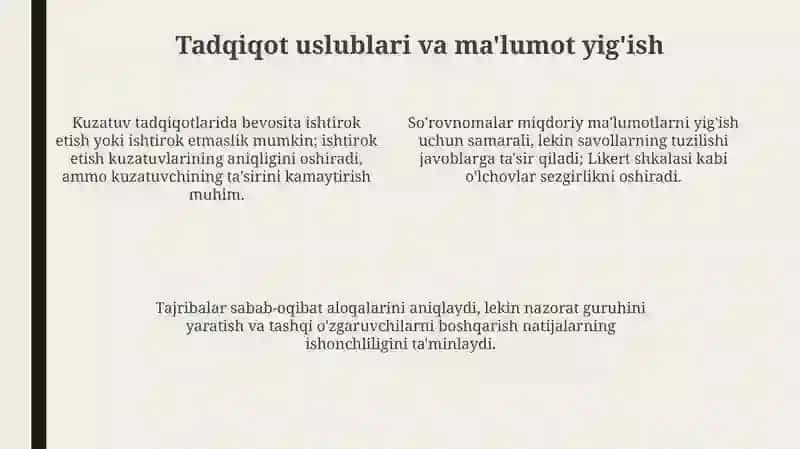Biznesni tadqiq etish usullari 4